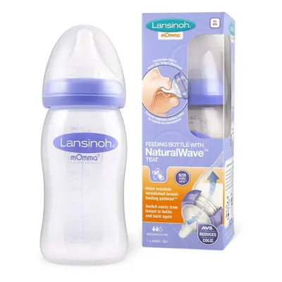 Lansinoh skleněná kojenecká láhev s NaturalWave TM savičkou 240ml