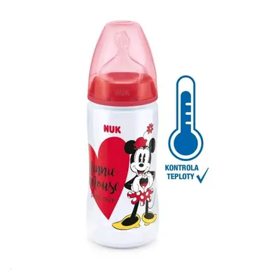 Kojenecká láhev na učení NUK Disney Mickey s kontrolou teploty 300 ml červená