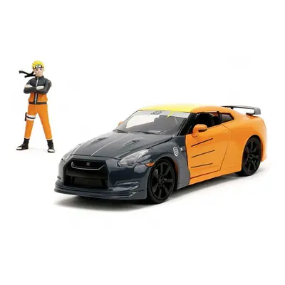 Jada Autíčko Nissan GT-R 2009 kovové s otevíratelnými částmi a figurka Naruto délka 20 cm 1:24