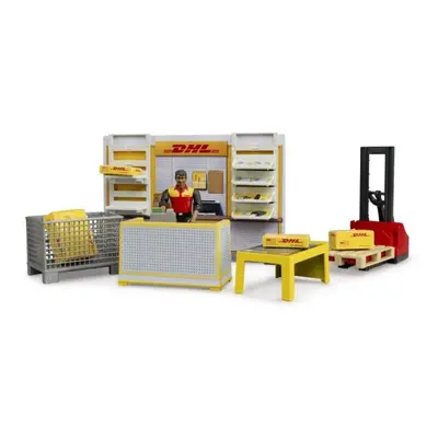 Bruder 62251 bworld DHL shop s paletovým vozíkem