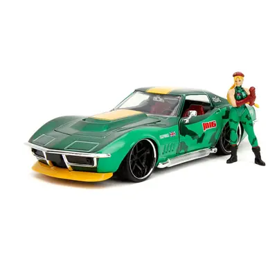 Jada Autíčko Chevrolet Stingray 1969 Street Fighterkovové s otevíratelnými částmi a kovová figur