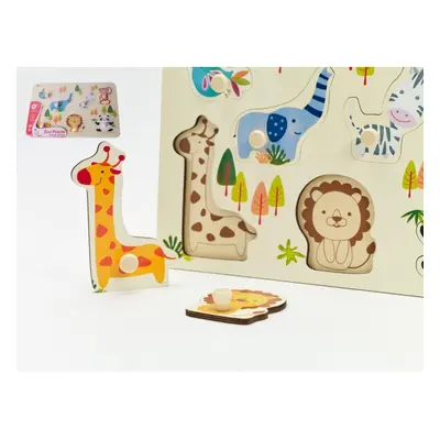 Teddies vkládačka/puzzle deskové obrysové zoo dřevo 30x21cm ve fólii