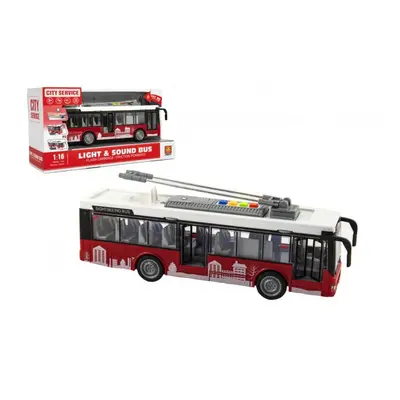 Teddies Autobus/trolejbus plast 28cm na setrvačník na bat. se světlem se zvukem