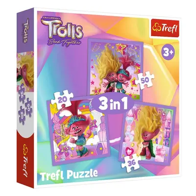 Puzzle 3v1 Seznamte se s veselými trolly