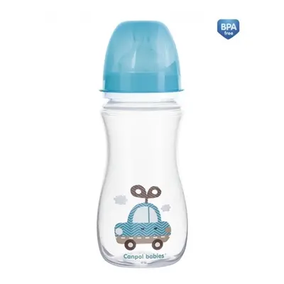 Antikoliková kojenecká lahvička se širokým hrdlem Canpol Babies Easy Start - TOYS 300 ml - modrá