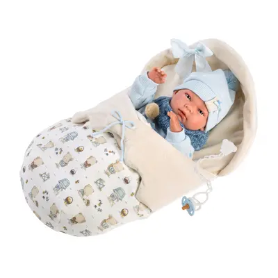 Llorens NEW BORN CHLAPEČEK - realistická panenka miminko s celovinylovým tělem - 40 cm