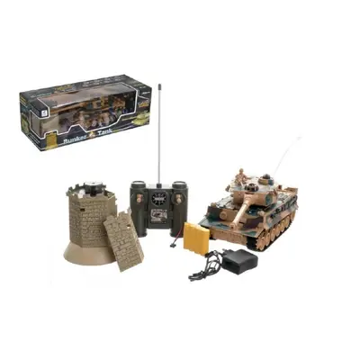 Tank RC TIGER I plast 33 cm + bunkr na baterie + dobíjecí pack se zvukem a světlem