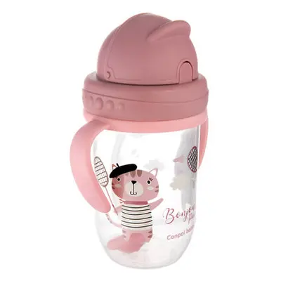 Canpol Babies nevylévací hrníček se slámkou a závažím Bonjour Paris růžový 270 ml