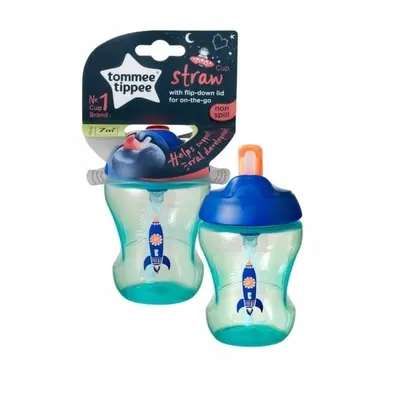 Tommee Tippee netekoucí hrnek s brčkem Straw Cup 230ml blue