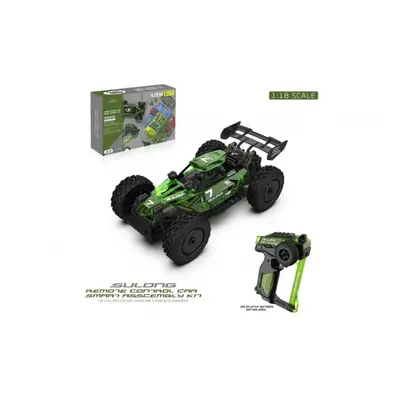 Auto RC buggy plast 22cm stavebnice 24MHz na baterie zelené v krabici 34x25x7cm