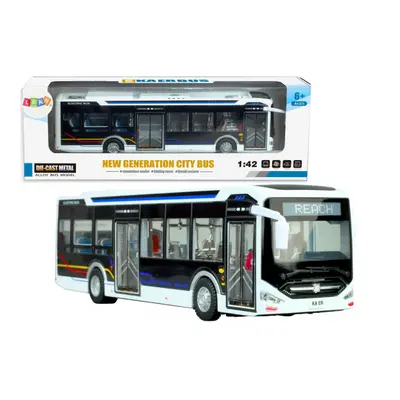 Elektrický městský autobus 1:42 kovový bílý