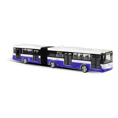 Kloubový autobus který hlásí zastávky česky 36 cm modrý