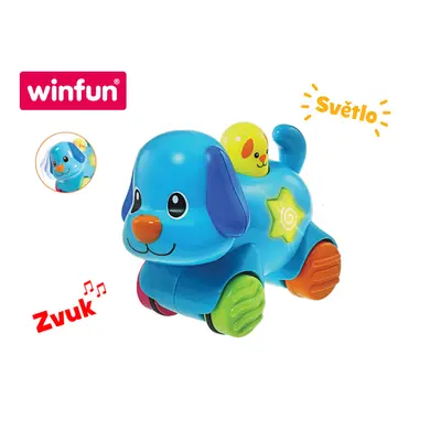 Winfun Pejsek 16 cm po stlačení jezdící na baterie se světlem a zvukem