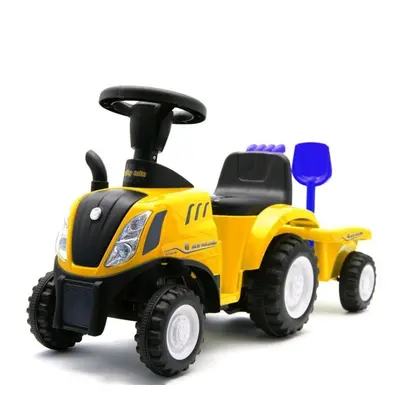 Dětské odrážedlo traktor s vlečkou a nářadím Baby Mix New Holland žlutý