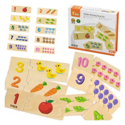 Sada dřevěných puzzle VIGA Match the Numbers Montessori Puzzle