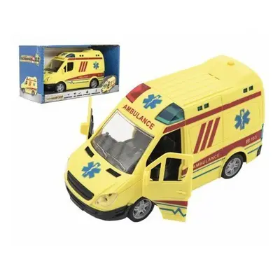 Teddies Auto ambulance plast 20cm na setrvačník na baterie se zvukem se světlem