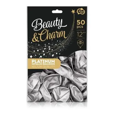 BeautyCharm platinově stříbrné balónky 12"/50 ks