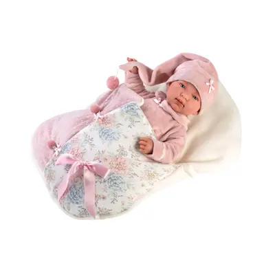 Llorens 84450 NEW BORN - realistická panenka miminko se zvuky a měkkým látkovým tělem - 44 cm