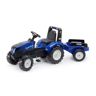 Traktor šlapací New Holland T8 modrý s valníkem s vlečkou