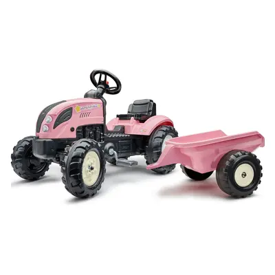 FALK Traktor Country Star Pink Pedal + přívěs a klakson od 2 let s vlečkou