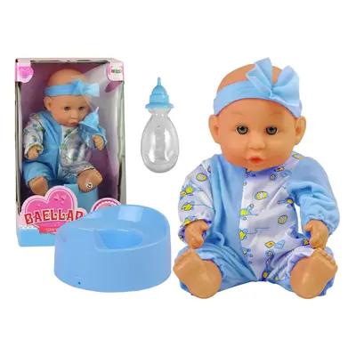 Panenka s mašličkou Blue Potty Pee 24 cm