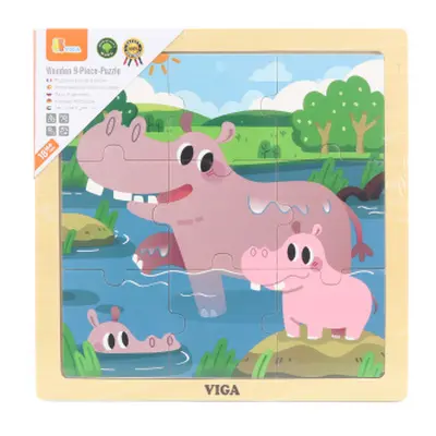 Viga puzzle 9 dílků hroši