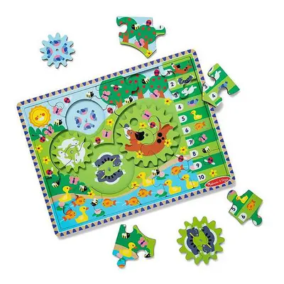 Dřevěné puzzle s ozubenými koly Zvířátka 24 dílků 31004