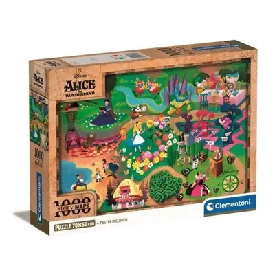 Clementoni Puzzle 1000 dílků Kompaktní Disney Maps Alenka v říši divů 39785