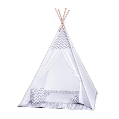 Baby Nellys teepee bílo / šedy s výbavou