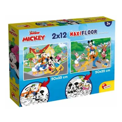 Oboustranné puzzle Supermaxi 2x12 ks Mickey Mouse 50 x 35 cm