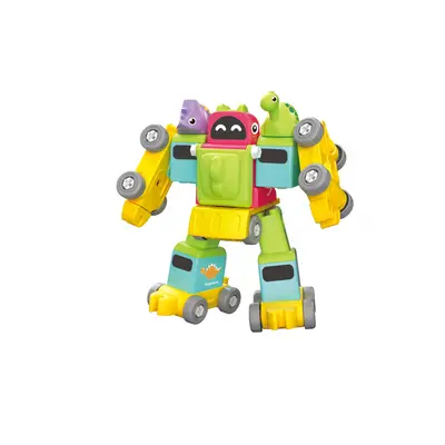 KIDS WORLD MALÝ KUTIL 2 v 1 Vláček s dinosaury a robot šroubovací stavebnice