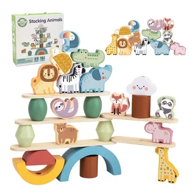 GREEN Wooden Animals Stack Puzzle FSC