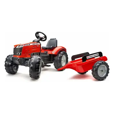 Traktor šlapací Massey Ferguson červený s vlečkou