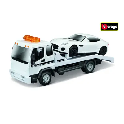 Bburago 1:43 STR FIRE Flatbed Tow Truck, w/Jaguar F-Type R Dynamic (V6)