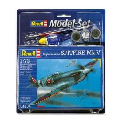 Stavebnice modelu letadla 1:72 Supermarine SPITFIRE Mk V + 3 barvy + lepidlo + štětce