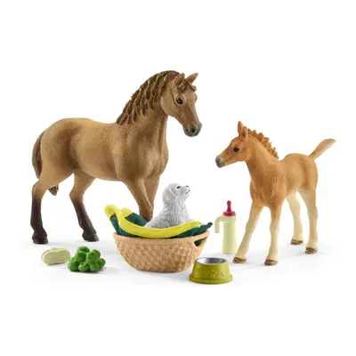 Schleich 42432 Set hříbě a Quarter kůň se štěňátkem a doplňky