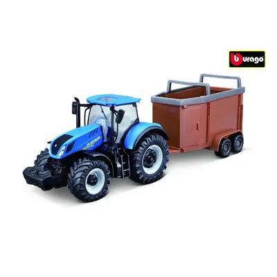 Bburago 1:50 Farm Traktor New Holland s vlečkou pro koně