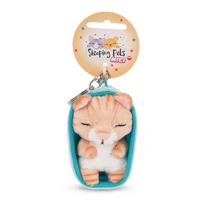 NICI 48837 Plyšová klíčenka Sleeping Pets kočka 8cm hnědá s pruhy