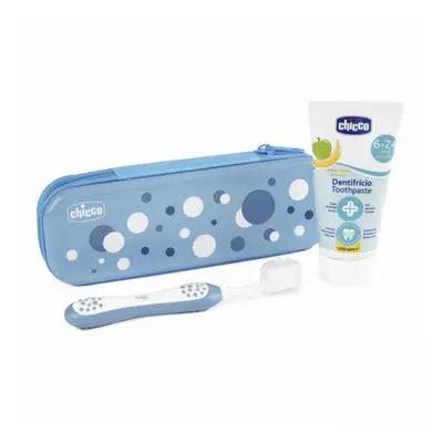 CHICCO 00012098000000 Fluoridová zubní pasta+kartáček+eti sada Indigo 6-36 m