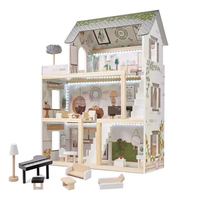 FunPlay 5944 Dřevěný domeček pro panenky s příslušenstvím3 patra 62x26,5x78cm