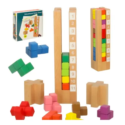 Montessori vzdělávací dřevěné puzzle bloky barevné