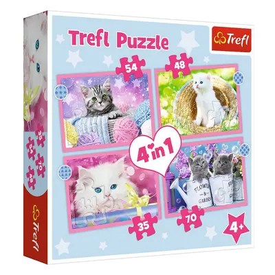 Trefl: Puzzle 4v1 - kočičky