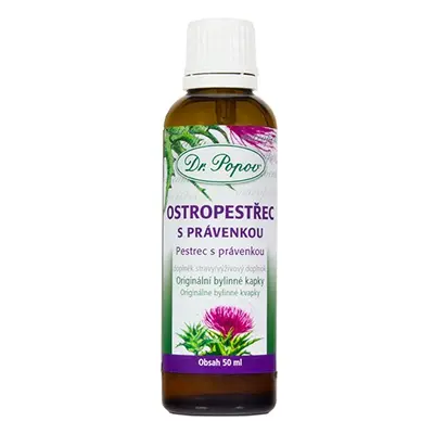 Ostropestřec s právenkou, originální bylinné kapky, 50 ml Dr. Popov