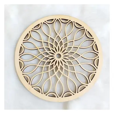 Dřevěný ornament 30 cm - Mandala - Květy