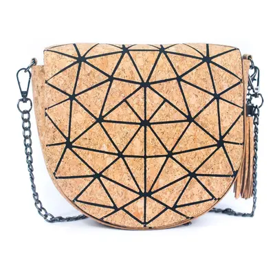 Půlkruhová crossbody korková kabelka - Geometrické tvary