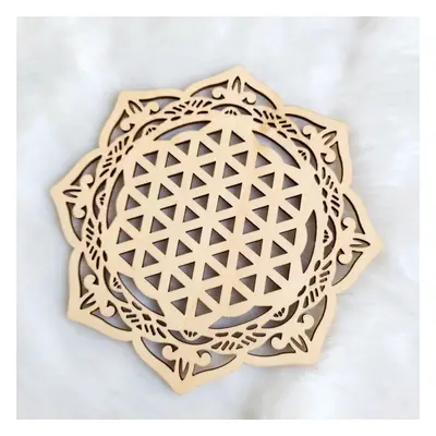 Dřevěný ornament 15 cm - Mandala - Lotosový květ