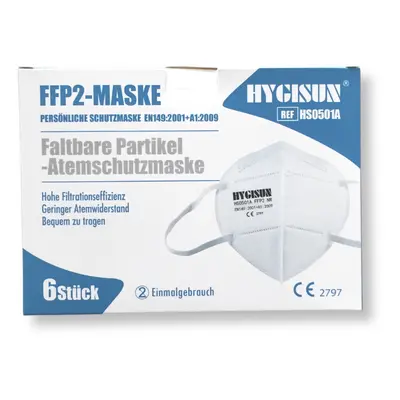 Respirátor FFP2 HYGISUN bílý, balení 6 ks