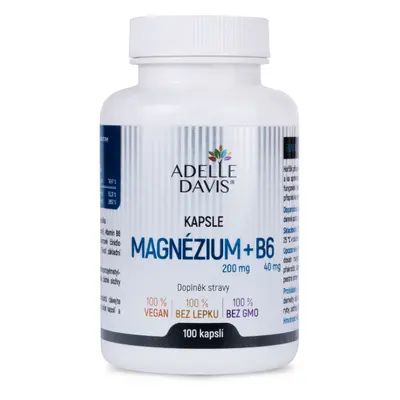 Adelle Davis Magnézium, 200mg a B6 40mg, 100 kapslí