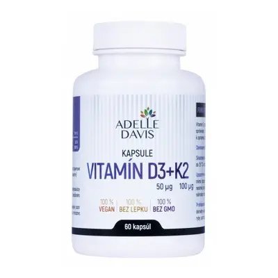 Adelle Davis Vitamín D3+K2, 60 kapslí