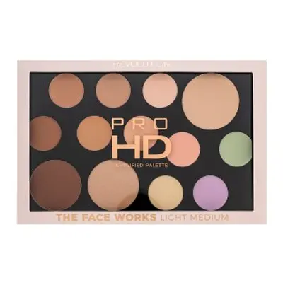 Makeup Revolution Pro HD Amplified Palette The Face Works - Light Medium multifunkční paleta 15 